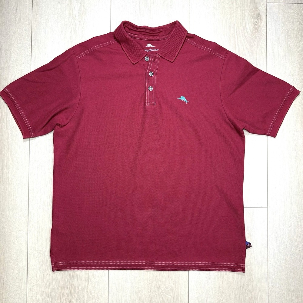 Tommy Bahama‎ Emfielder Polo Shirt Mens M Maroon Pima Cotton Blend Golf Logo